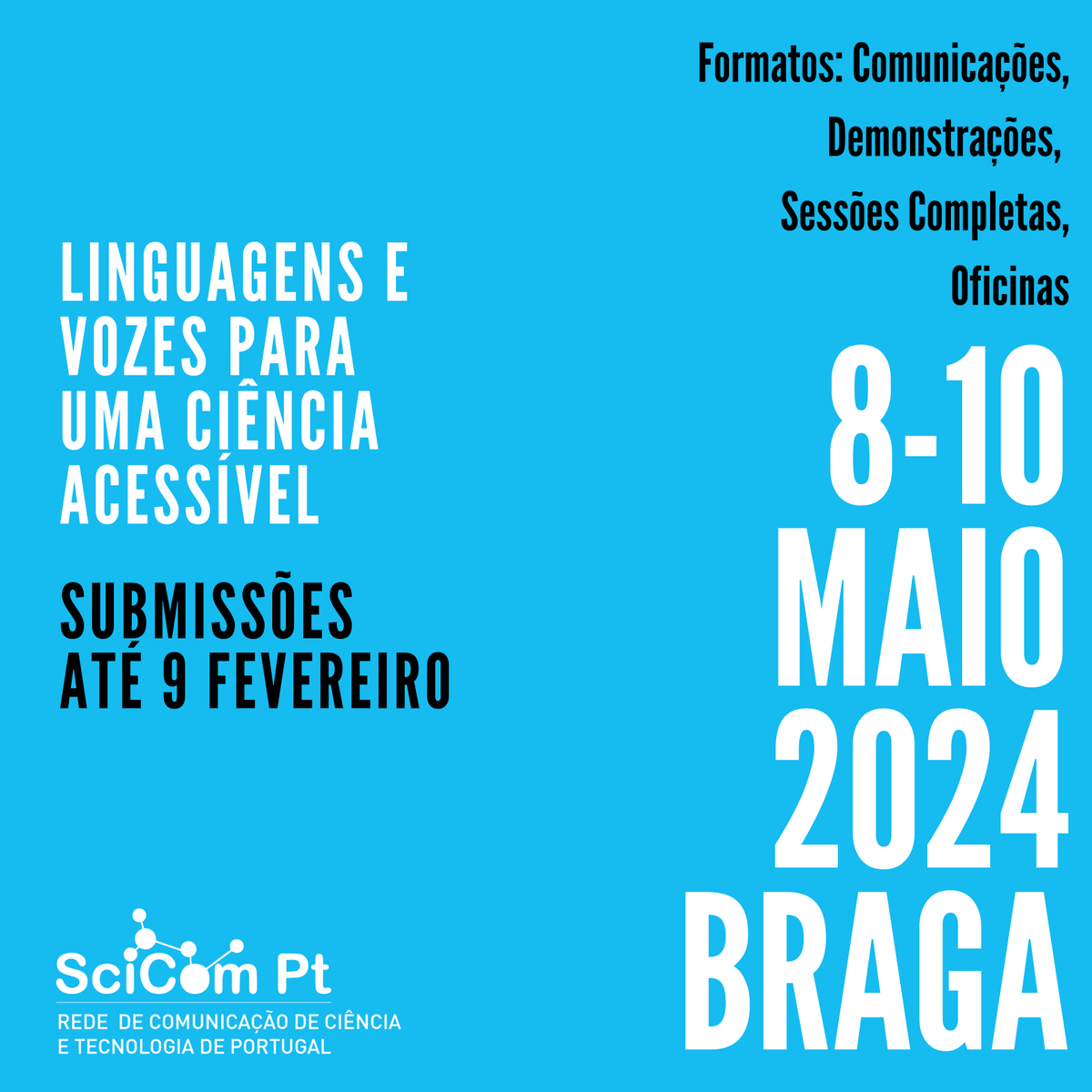 🚨 O prazo de submissões de trabalhos está aberto até 9 de fevereiro. Saiba mais sobre formatos no nosso website: scicom.pt/index.php/scic…
Aguardamos os vossos contributos ‼️