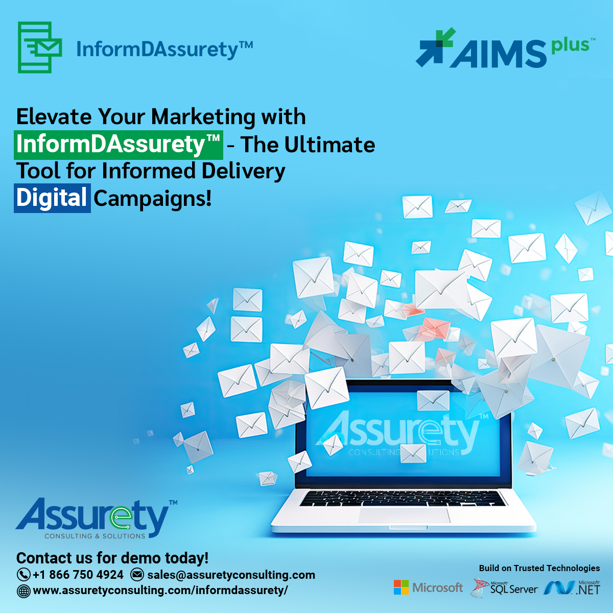 assurety's tweet photo. Embrace the future of digital marketing with InformDAssurety™, a vital module of the AIMSplus™ platform tailored for US commercial mailers. Tap into the power of USPS's Informed Delivery® program and revolutionize how you manage your digital marketing campaigns. 🚀 https://t.co/47plB3oL6D