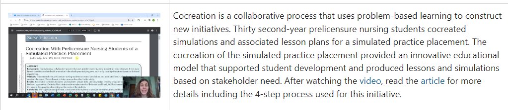 My video for my article regarding co-creation of simulations is out!!! @NEjournalonline Nurse Educator (lww.com). Thank you to Lisa Arai to help me make this happen! Co-creation works as students know students best!