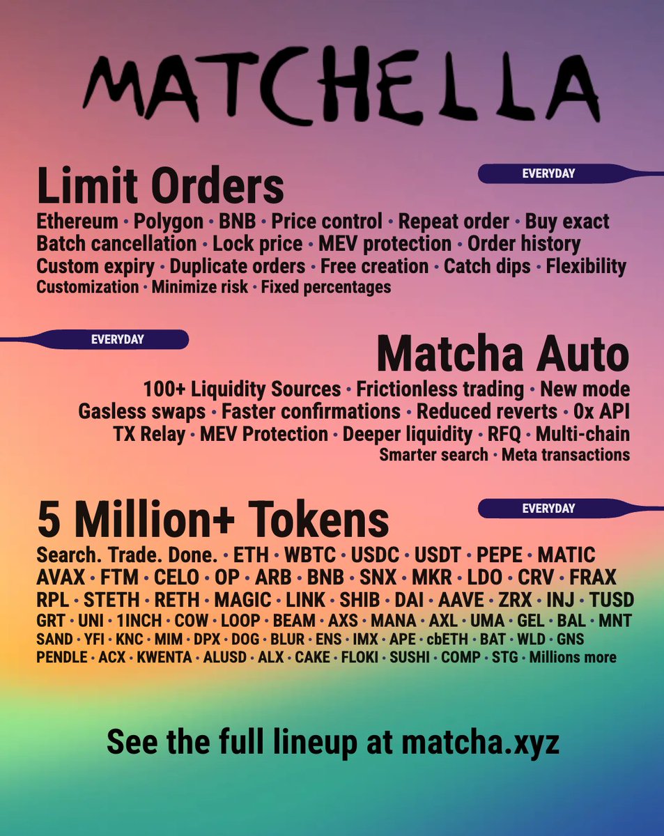 It's #Matchella time ✨🍵

See the full lineup at matcha.xyz