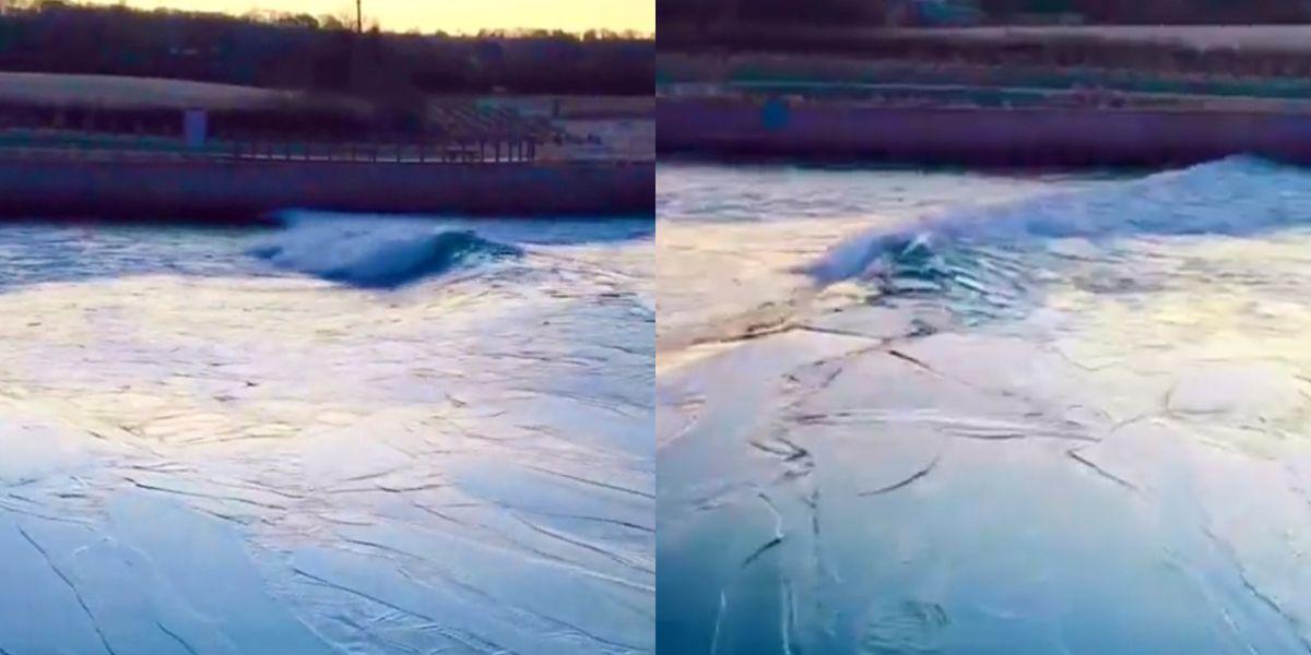 Video: Wave pool breaks the ice after lake freezes overnight indy100.com/news/video-wav…