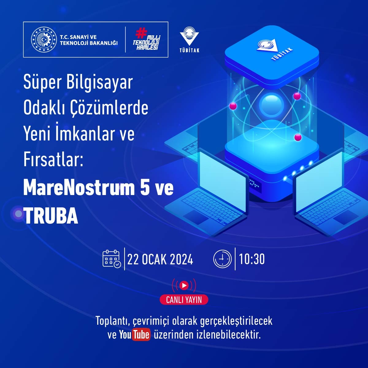 🖥️ Türkiye’nin de ortağı olduğu dünyanın en gelişmiş süper bilgisayarlarından biri olan MareNostrum 5 ve TÜBİTAK ULAKBİM tarafından işletilen Türk Ulusal Bilim e-Altyapısı TRUBA süper bilgisayarının tanıtılacağı toplantıya davetlisiniz! 👩‍💻🧑‍💻 Süper Bilgisayar Odaklı Çözümlerde