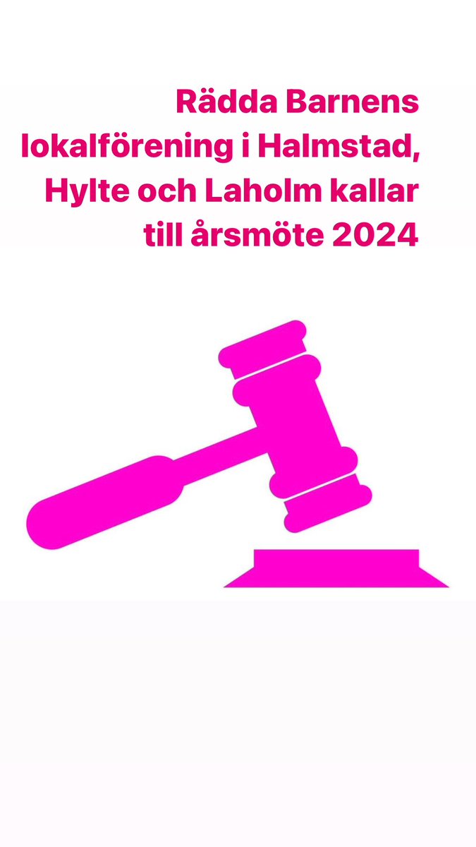 Rädda Barnens lokalförening i Halmstad, Hylte, Laholm kallar till årsmöte 2024
Måndagen den 29/2 kl. 18:30
Rädda Barnens kontor Karl XI:s väg 33, 30294 Halmstad