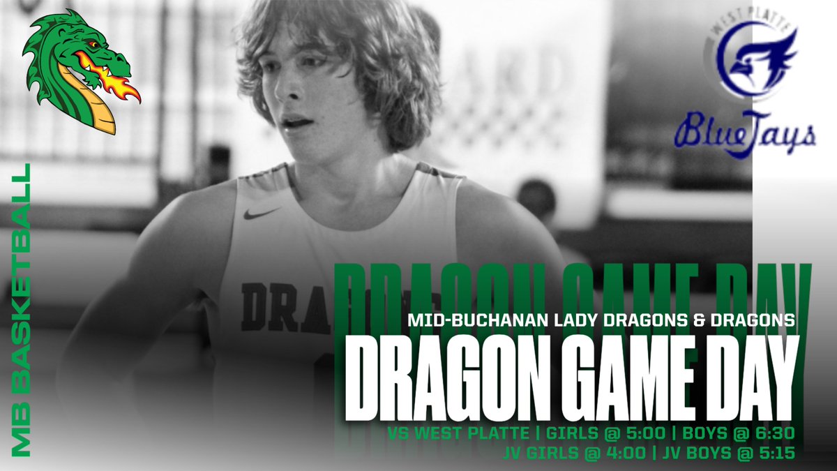 MBDragonSports's tweet photo. UPDATED GAMETIMES:
Your Dragons host West Platte in a KCI match-up tonight! #MBDragonPride @MBDragonHoops @MBLadyHoops @SJNPSports @KQ2SPORTS @TommyKFEQ @cliffnotes_pod https://t.co/GEfkINeVlW