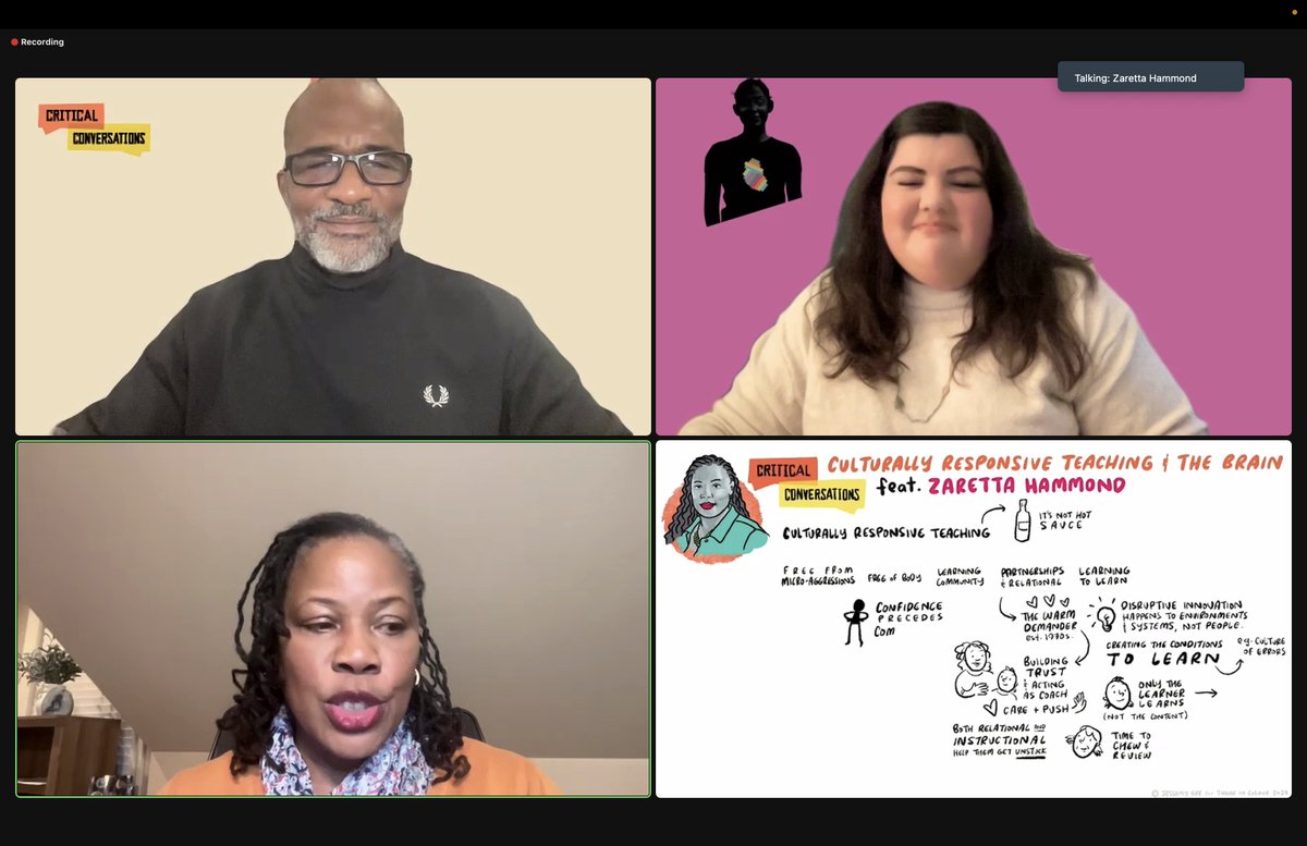 MsLShepherd's tweet image. Last night we had a great #CulturallyResponsiveTeachingAndTheBrain Zoom session with @Ready4rigor! Pedagogically, one thing I especially connected with was that @JessamyG_draws made a live #Sketchnotes of the session!!! #CISDESLBIL @NewTechCoppell @VPCCoppell