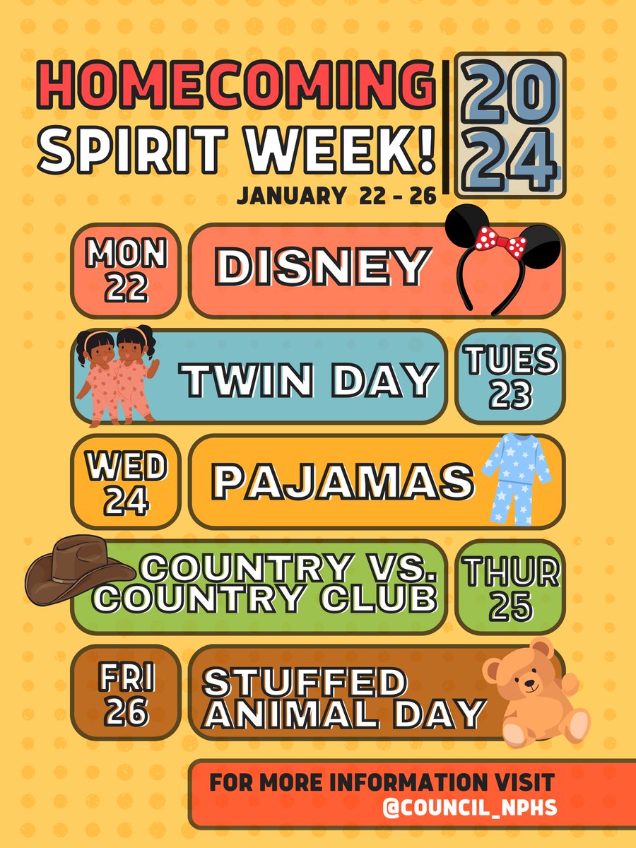 Next week is WINTER SPIRIT WEEK! Make sure to dress up for class cup  points-- starting with DISNEY DAY on Monday!