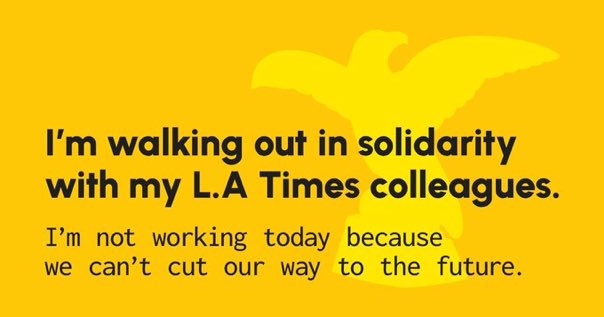 LAOCTrades's tweet photo. We’re working today but we are NOT reading #LaTimes in solidarity with @latguild 
We don’t agree with every reporter or editorial. But we are always informed and we’re better #Angelenos and #UnionActivists because of what we learn from these skilled professionals. https://t.co/nsOcWL8Fy3