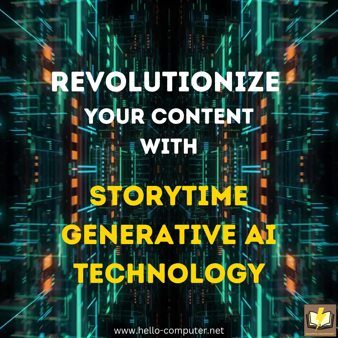 Hellocomputeri1's tweet photo. Transform Your Content with the Power of StoryTime AI Generative Technology!
Tap the link in our bio to learn more.
#storytime #hellocomputer #storytimegenerativeai #storytimeai #artificialintelligence #airevolution https://t.co/pCx2njJDx9