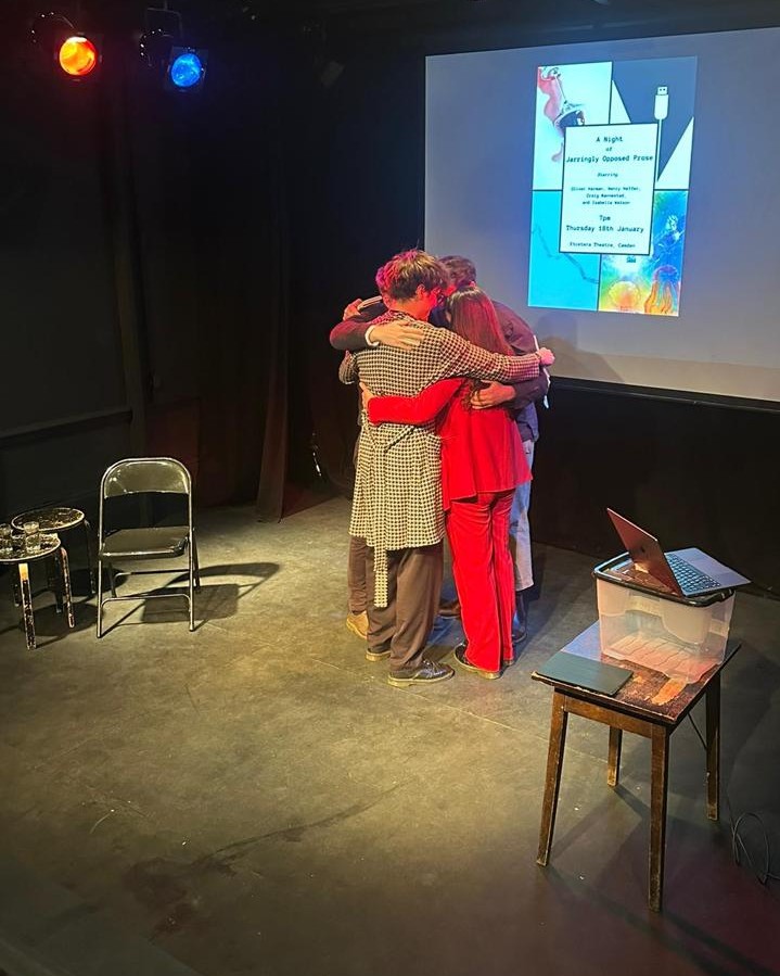 Oliver Harman (@oliverjharman) on Twitter photo ✔️2023: Publish book
✔️2023: Share book with its intended audience (policymakers and academics)
✔️2024: Share book with its unintended audience (friends in a pub-theatre)
Thank you to <a href="/EtceteraTheatre/">Etcetera Theatre</a> for hosting our inaugural & sell out (!) 'Evening of Jarringly Opposed Prose' ✔️2023: Publish book
✔️2023: Share book with its intended audience (policymakers and academics)
✔️2024: Share book with its unintended audience (friends in a pub-theatre)
Thank you to <a href="/EtceteraTheatre/">Etcetera Theatre</a> for hosting our inaugural & sell out (!) 'Evening of Jarringly Opposed Prose'