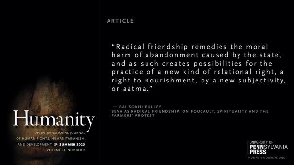 It’s finally out. This piece I wrote for @HumanityJ shares a personal intellectual journey from Foucault (back) to radical Sikhi. In these times, I hope it offers some hope in suggesting an ethics of seva as a way to live better together 🌾🍉 muse.jhu.edu/issue/51955