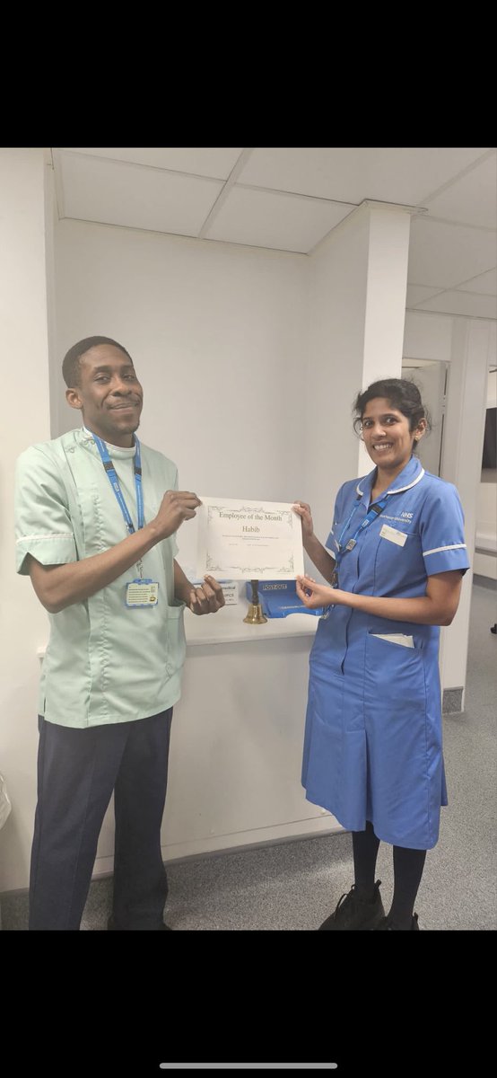 Big congratulations to our brilliant Habib who today has been named as employee of the month for his non stop work ethic, excellent patient feedback and always being positive and upbeat! Well done Habib! #MFT #PatientCare @shelleyp1976 @kjbwells