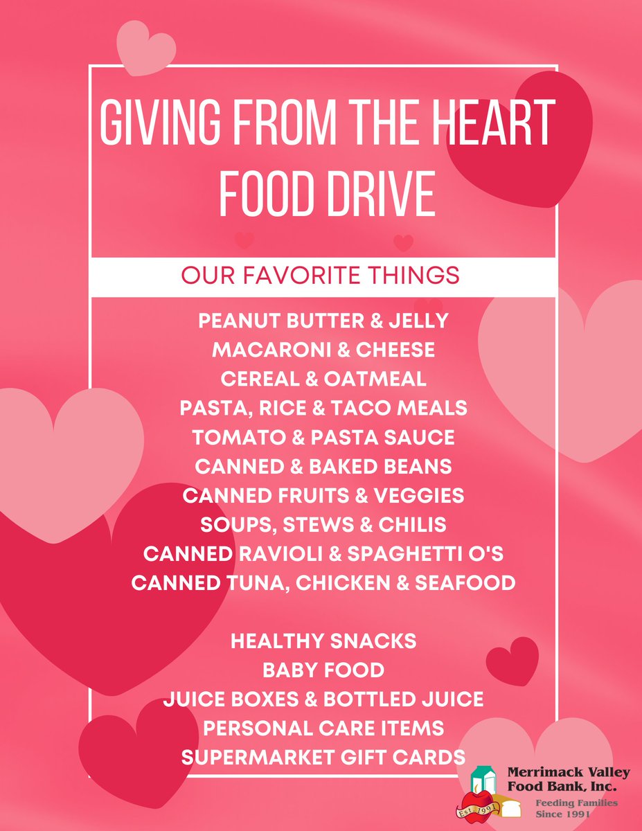 Give from your heart this Valentine's Day by hosting a food drive for MVFB! 🥰💕

Visit mvfb.org/how-to-help/fo… for more info.