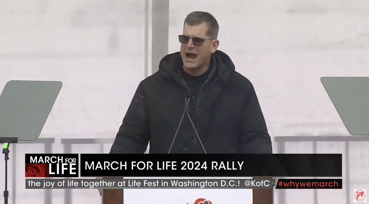 "It's a great day for a march...this is football weather!" 

Coach Jim Harbaugh at the <a href="/March_for_Life/">March for Life</a> 

#WhyWeMarch #ewtnprolife