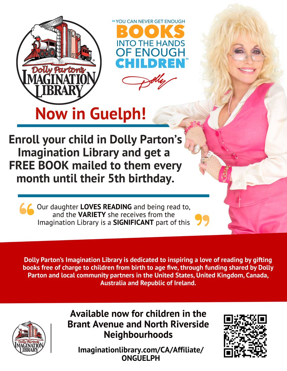 Happy Birthday to one of the most kind-hearted humans ever, <a href="/DollyParton/">Dolly Parton</a>! 

Thanks to Dolly &amp; the generosity of local donors, children under 5 in #Guelph are now eligible for free books!

Let's hear it for, Dolly!

<a href="/CamGuthrie/">Mayor Cam Guthrie</a> <a href="/erin/">Erin Caton</a> <a href="/DanGibsonCllr/">Dan Gibson</a> <a href="/Ward2Rodrigo/">Rodrigo Goller</a> <a href="/carlyklassen/">Carly Klassen</a>