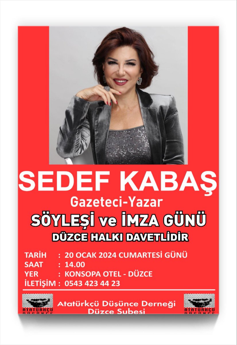 🗓20 Ocak Cumartesi DÜZCE’deyim… 
🎤Söyleşi : Güçlüklerden Güçlenerek Çıkmak
📕İmza: Yandığın Ateş Yoluna Işık Olur

YANDIĞIN ATEŞ 🔥
YOLUNA IŞIK OLUR🌟
#yandığınateşyolunaışıkolur #sedefkabaşkitap #güçgüçlüktendoğar #ilhamverenler #pesetmeyenler #cumhuriyetışığı