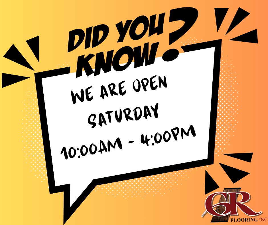 🛍️✨ Shop with Ease on Saturdays at GR Flooring! ✨🛍️

Great news for all you weekend warriors and busy bees! 🎉 GR Flooring is now open on Saturdays from 10 AM to 4 PM, ensuring that you can explore our fantastic flooring options even if weekdays are a bit hectic for you. 🕙