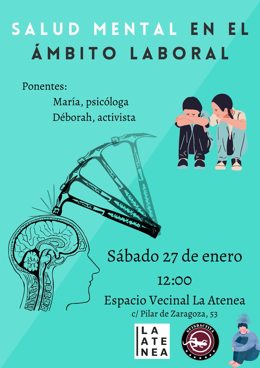 El sábado 27 estaremos en la Atenea hablando de salud mental, en concreto dentro del ámbito laboral. Os esperamos 🧠♥️