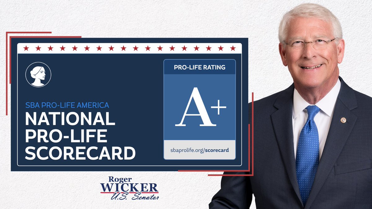 RogerWicker's tweet image. Today thousands of Americans will celebrate life at the National March for Life in Washington. I am proud to have earned an A+ on @sbaprolife pro-life scorecard, and I will continue to defend the lives of children in the womb. This includes stopping our hard-earned tax dollars…