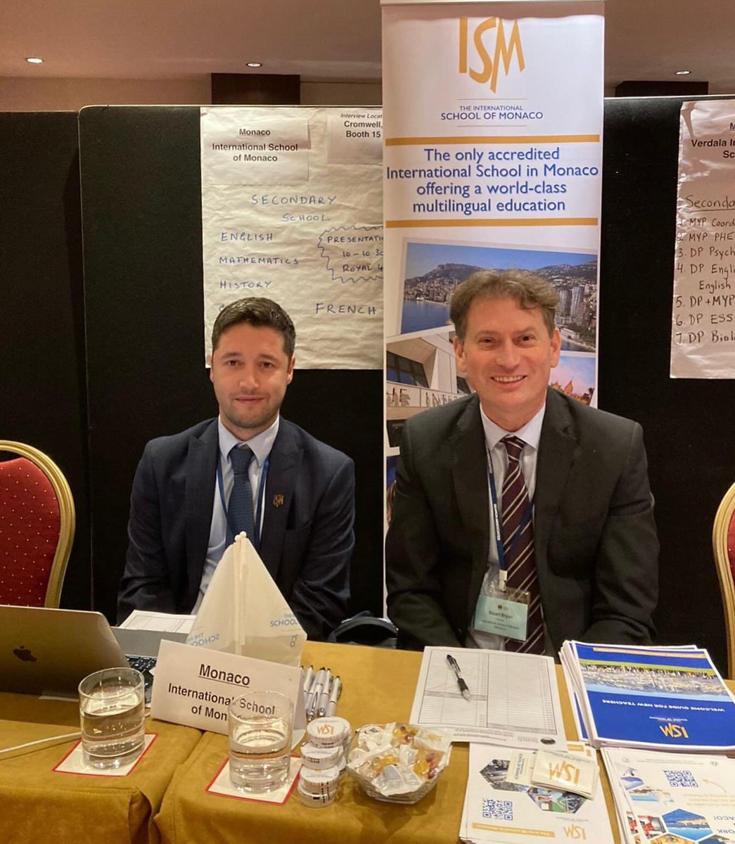 ISMonaco's tweet photo. The Director and Head of Secondary are currently representing ISM at the Search Associates Fair in London. We are looking forward to meeting some very high-calibre teaching candidates to join us next year! 🌟

#jobfair #searchassociates #recruitment #educationwithdistinction https://t.co/kktVefcZPQ