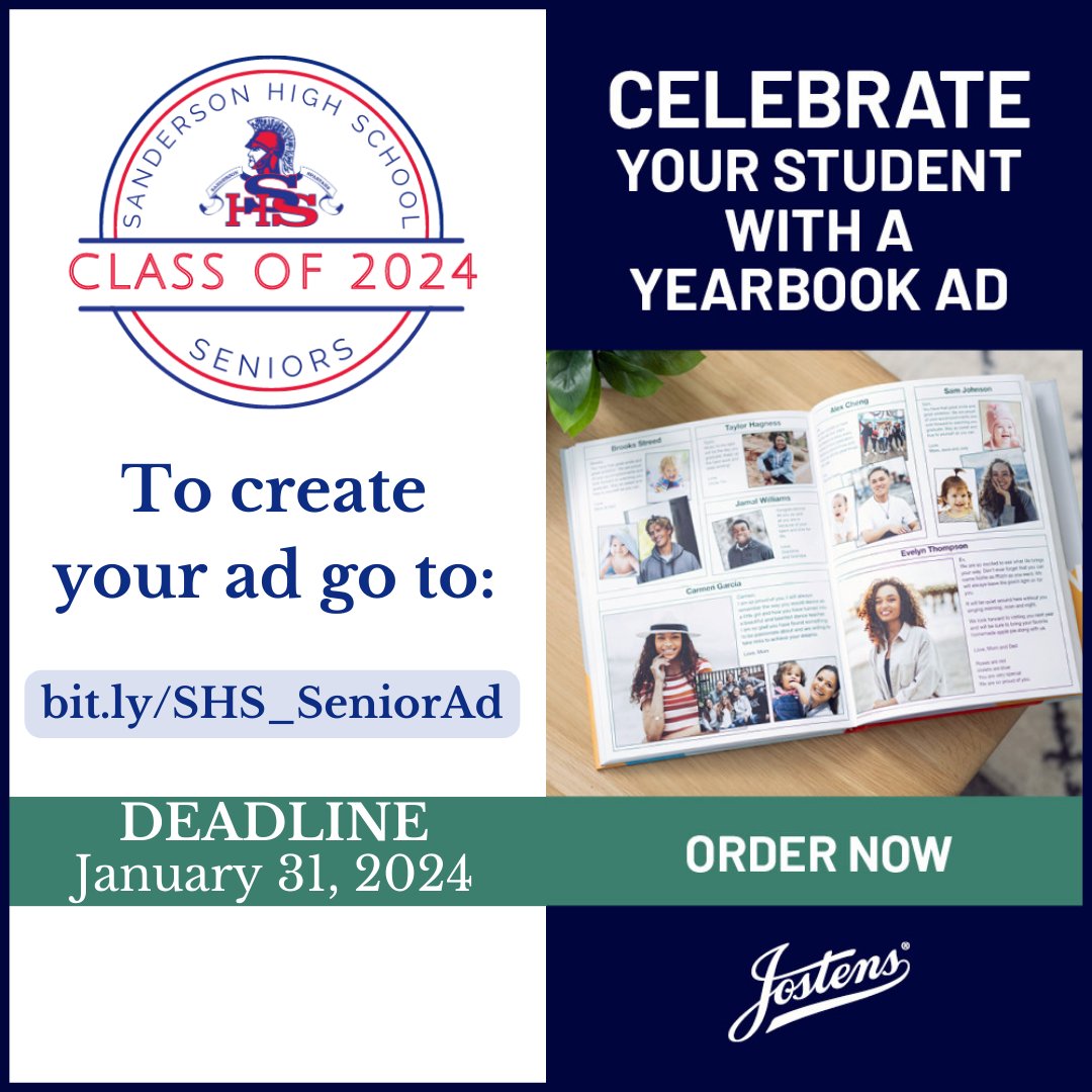 SpartanTweets's tweet photo. FAMILIES OF SENIORS
If you are planning on recognizing your senior in a yearbook ad, please note that the deadline to order is January 31. 
Create your senior ad at: 
https://t.co/20MfARgZpy https://t.co/4JBJoGParJ
