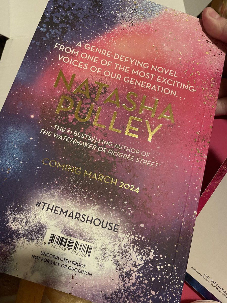 Got some fabulous bookmail today😍❤️A huge thank you to @JaveryaI & @gollancz for this stunning proof (and goodies) for #TheMarsHouse by @natasha_pulley 
A Genre- blending , Sci-Fi Romance (with Mammoths!) that’s out 19 March #Bookmail #ADPR