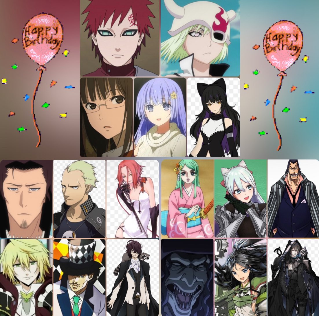BlueWolfPuppy's tweet photo. So many lovely characters have birthdays today!! Happy Birthday to all of them🎂🎂🎂🎂🎂🎂🎂🎂🎂🎂🎂🎂🎂
#naruto #bleach #mylittlemonster #datealiveII #RWBY #onepiece #shimegamitenseipersona4 #nurariseoftheyokai #PandoraHearts #JoJosBizzareAdventure #bungostraydogs #arknights https://t.co/idkdKPQuIo