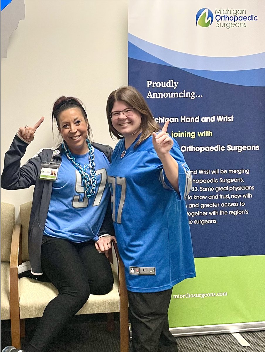 Dee and Nicole from our Novi office are getting in the spirit before the Lions take on the Bucs this Sunday #OnePride 🏈