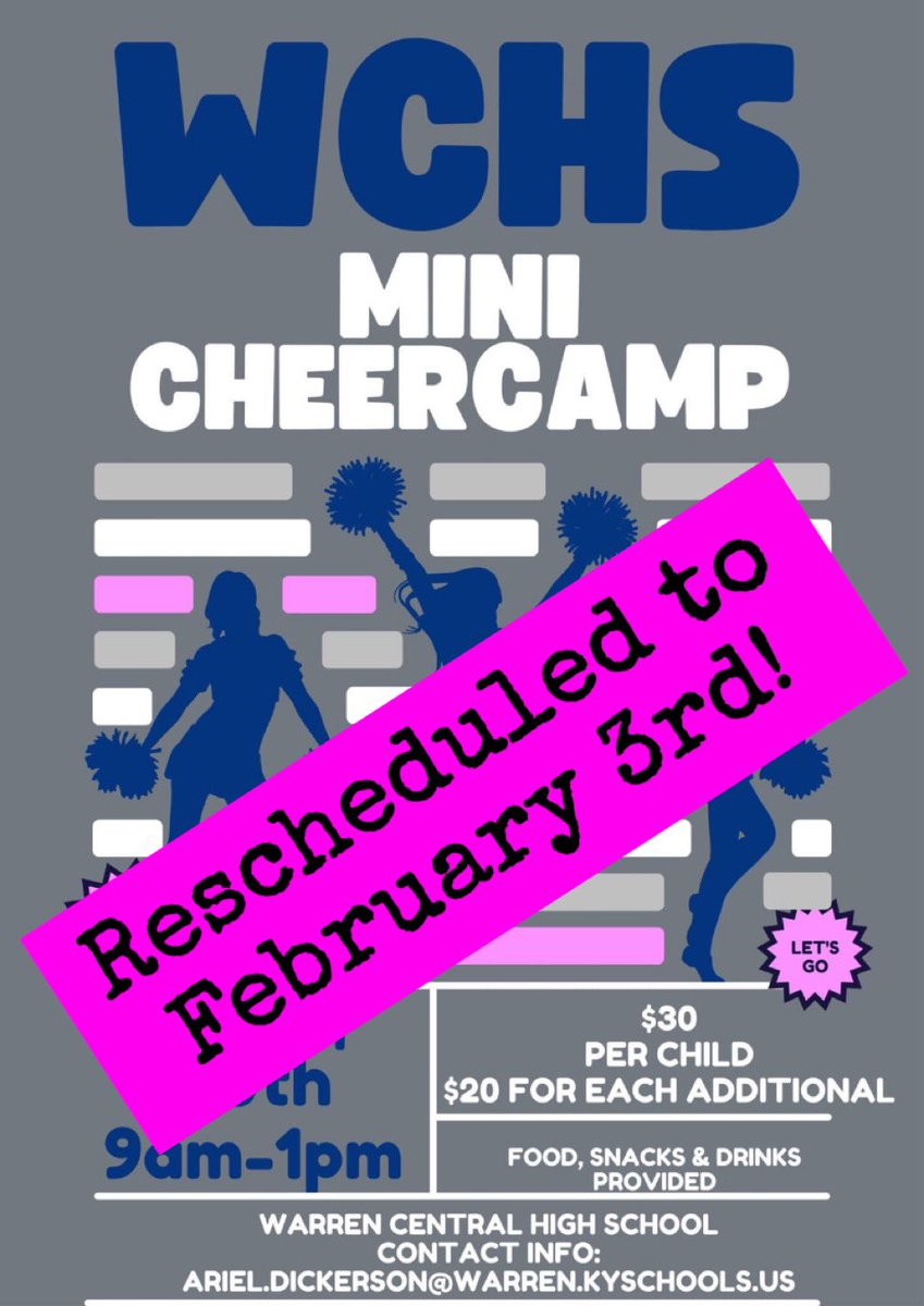 We were so looking forward to seeing all of our kiddos who signed up for our camp tomorrow!! Unfortunately, due to weather, we have to postpone and we have a tentative date of Feb. 3rd 9am-1pm. 

Thanks for understanding and stay safe!