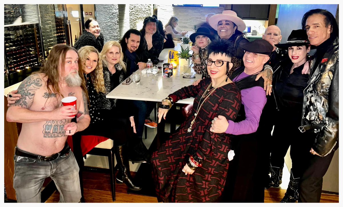 Good times in Las Vegas!! An industry mixer! Former KISS publicist Mitch Schneider, hosts at the Palms Hotel Casino. Here's Micki Free and his lovely Heather smiling for you, and a group photo with many that attended! Photos by @davidplastik