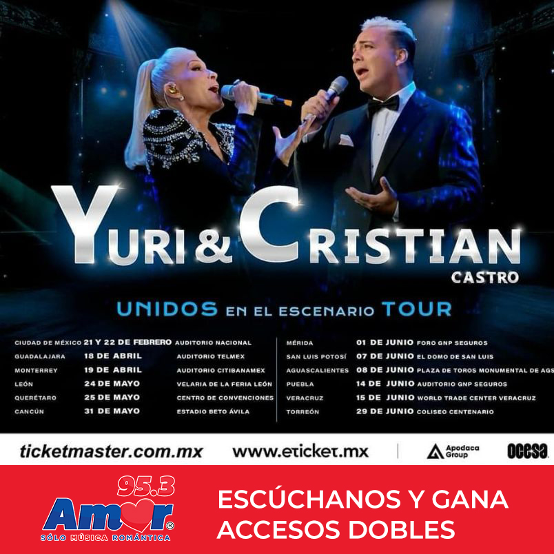 #CDMX 🎶 ❤ ¡Te llevamos al concierto de @OficialYuri y @CristianCastro! Da clic, regístrate y participa: ul.ink/1HC0V 🎟️