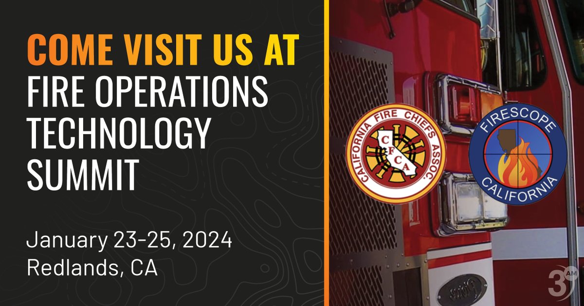 We are excited to be attending the Fire Operations Technology Summit presented by CalChiefs and FIRESCOPE! Join us at our booth to witness how FLORIAN redefines emergency response management. #ESRI #FIRESCOPE #CalChiefs