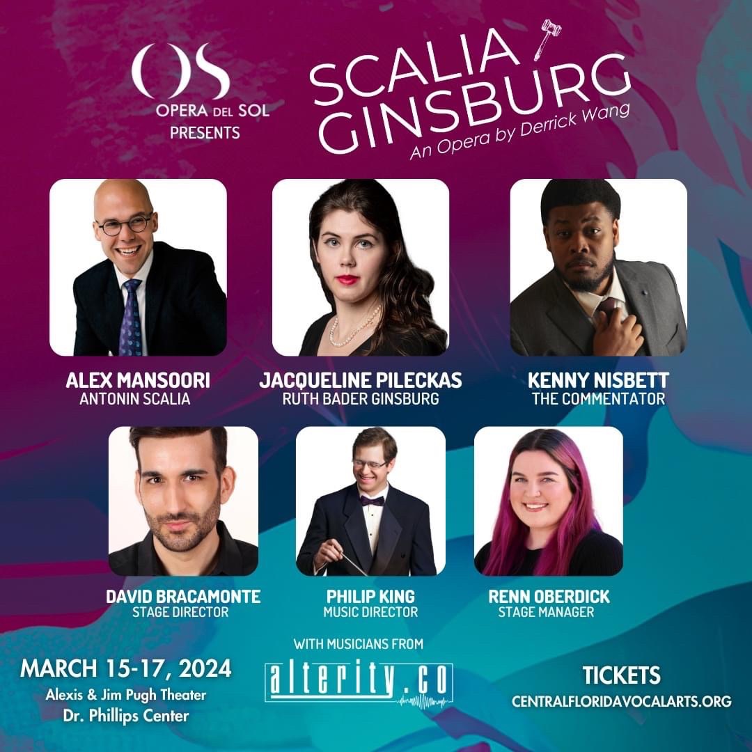 OperadelSol's tweet photo. Antonin Scalia: Alex Mansoori
Ruth Bader Ginsburg: Jacqueline Pileckas
The Commentator: Kenny Nisbett

Stage Director: David Bracamonte
Music Director: Philip King
Orchestra: Alterity Orchestra
Stage Manager: Renn Oberdick

Tickets: https://t.co/Y7IIn99nRT
#Opera #ScaliaGinsburg https://t.co/ib0fMixOyS