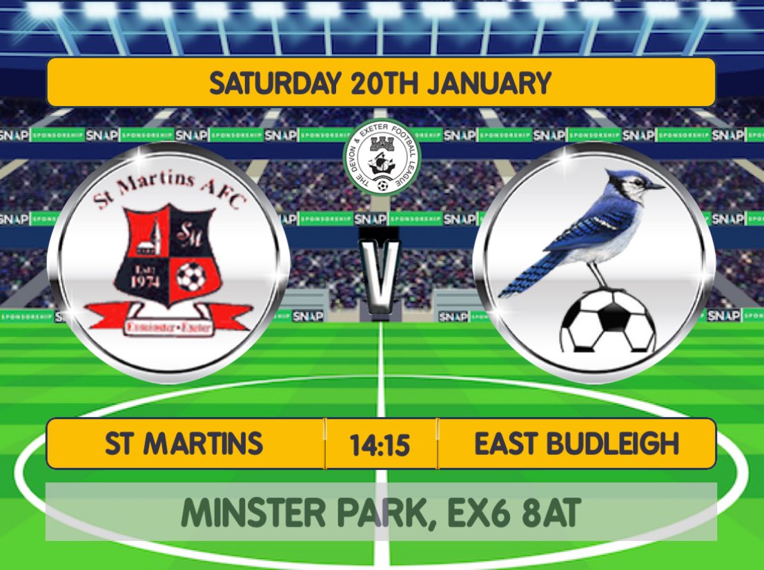 This weekend the Saints host East Budleigh with 3 massive points up for grabs🤝

The Saints are looking to keep the momentum going and get another result at home👊🏽

Get down and show your support! 

UP THE SAINTS🔴⚫️