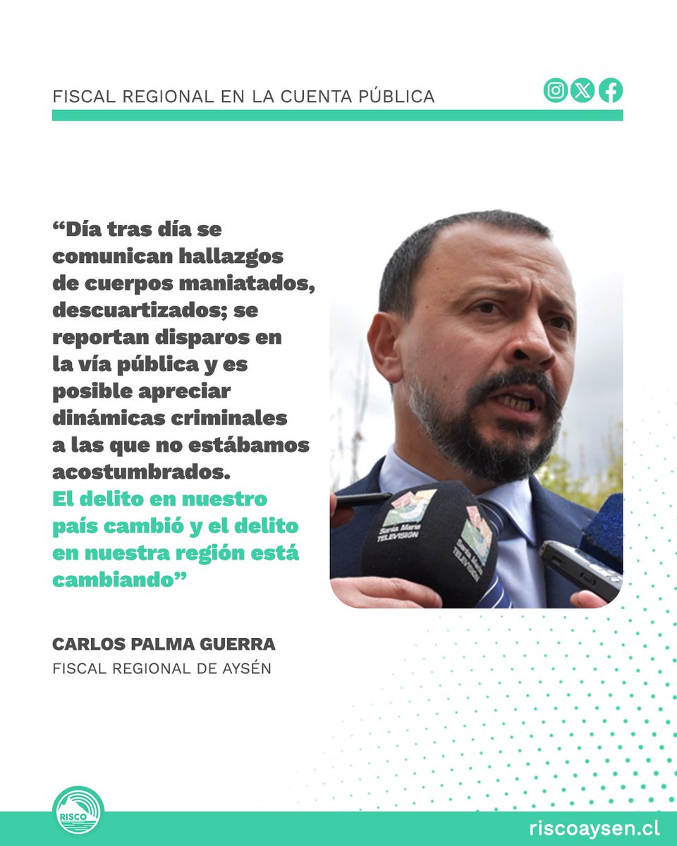👨‍⚖️ Según explicó el Fiscal Regional, las investigaciones del Ministerio Público aumentaron en un 13% más que en 2022.

Además, dijo que hay bandas criminales que se encuentran en territorio aysenino, lo que los mantiene ocupados en su persecución. #Coyhaique #Aysen