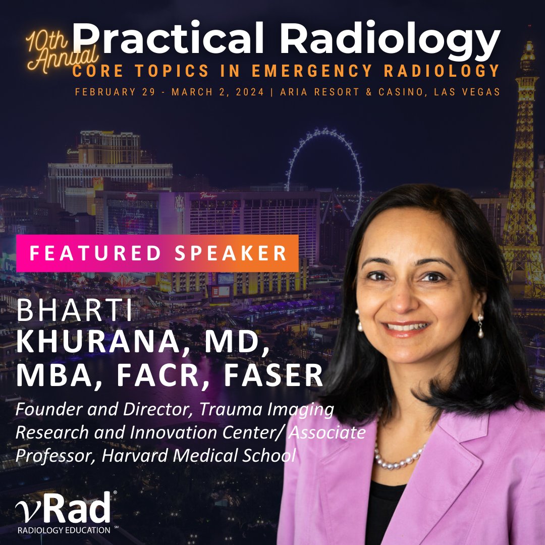 Looking forward to having Dr. Khurana at our upcoming emergency radiology CME conference. You can check out her sessions here: hubs.la/Q02h3S950 #radiologist #rads #radiologyeducation #radiologycme #radcme #emergencymedicine #emrad @harvardmed @KhuranaBharti