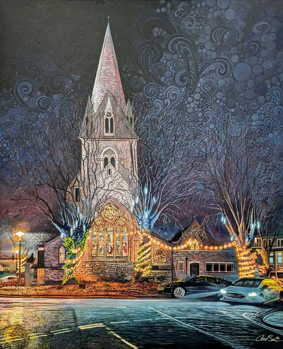 carlbevan's tweet photo. Painting #109 "The void that binds" (Just finished reading the 🤯 Hyperion by Dan Simmons) hello neighbours! @Stjohnconcerts I live around the corner. Loved every second of this painting, was an absolute pleasure, prints at https://t.co/hJ6V2ULbLA #welshart #cardiffart https://t.co/UouQscqnMi