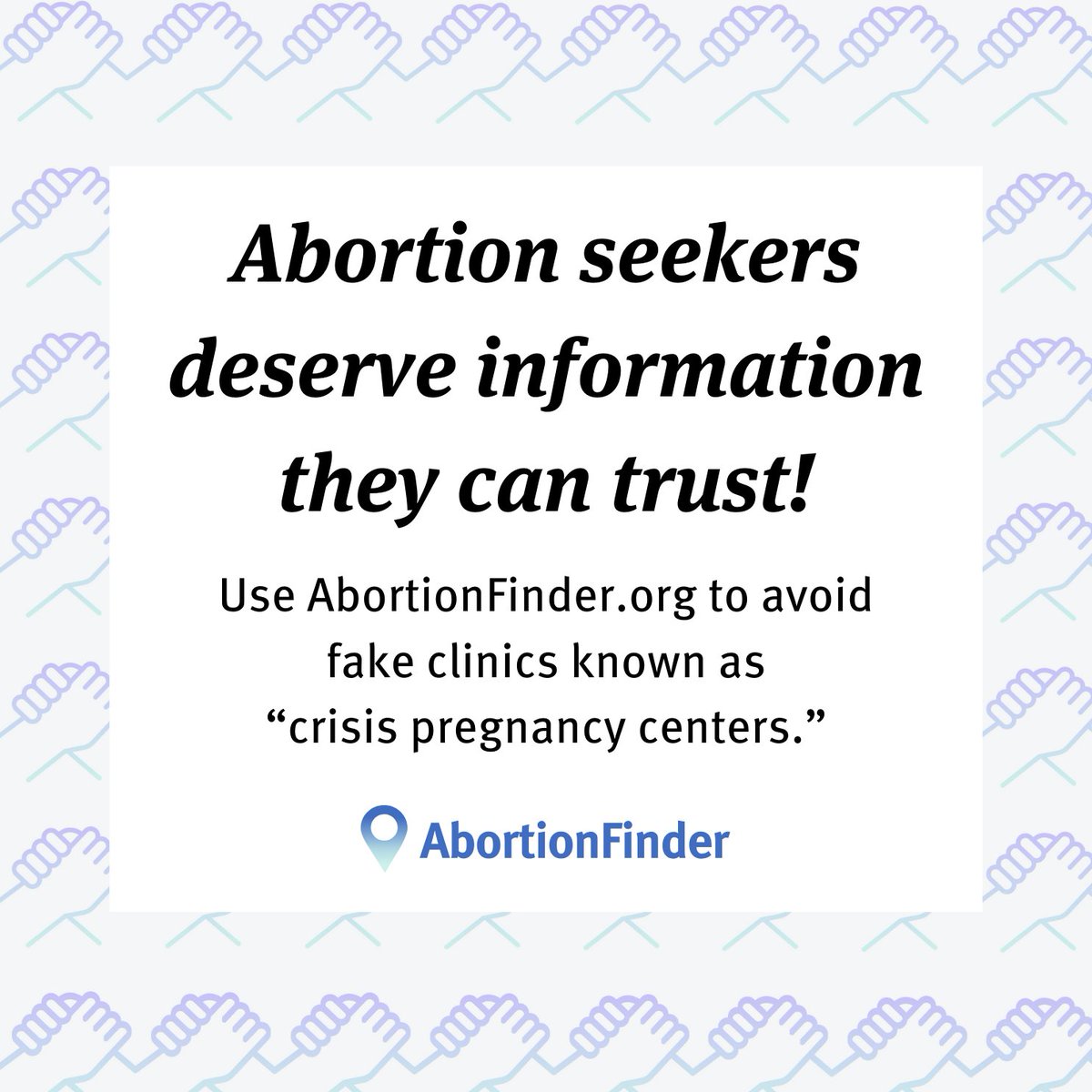 Fake clinics known as “crisis pregnancy centers” can and do advertise on Google as offering pregnancy options, when in fact they do NOT offer abortions. That's why we have real people verify that every single clinic in the @Abortion_Finder database *actually* provides abortions!