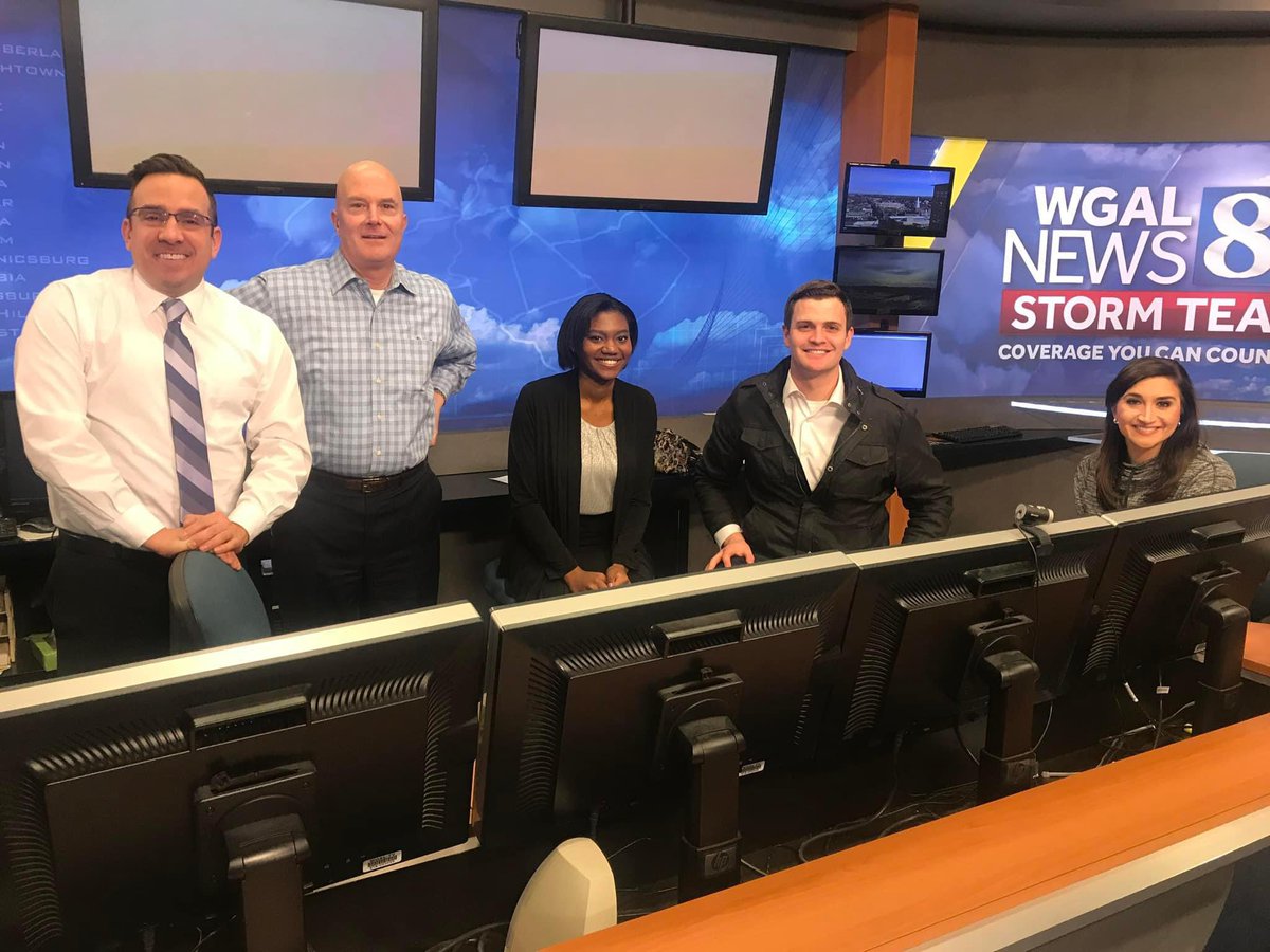 In honor of @JoeCalhounWGAL’s retirement, here’s a photo from my 2018 @WGAL internship. Thank you Joe for helping develop my broadcasting/forecasting skills both @millersvilleu & in the internship. You truly helped launch my career! Enjoy retirement!!! 🥳🌞🩵