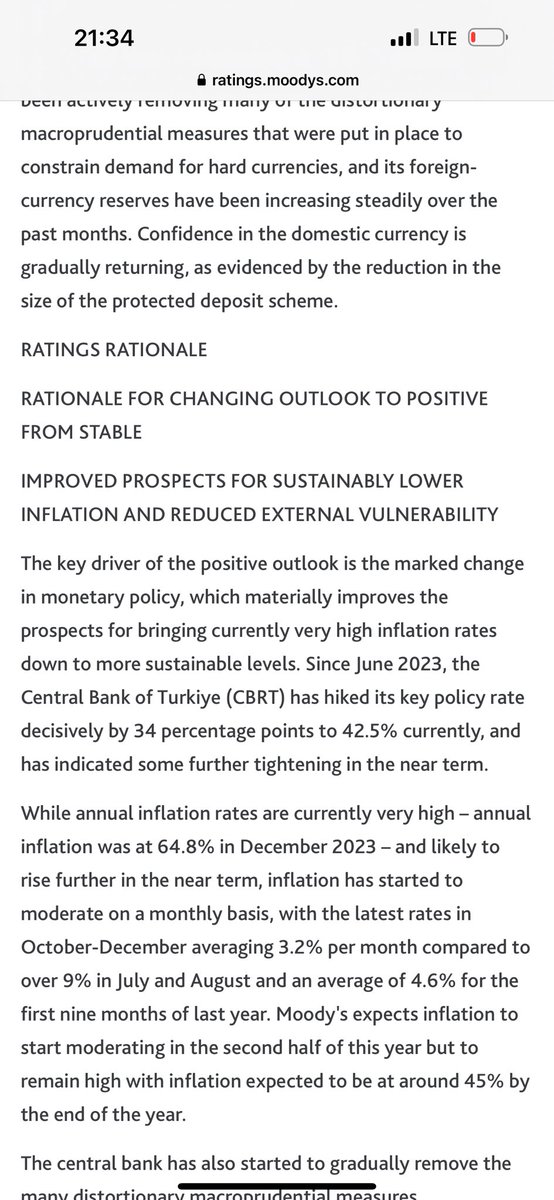 Moody's #thyao #tuprs #tcell #kchol #oyakc şirketlerinin kredi notunu “B3” seviyesinden “B2” yükseltirken; not görünümünü “durağan”dan “pozitif”e revize etti Ayrıca raporda,görünümü pozitife revize sebebi olarak enflasyondaki düşüşlerin sürdürülebilir olacağına ve dış…