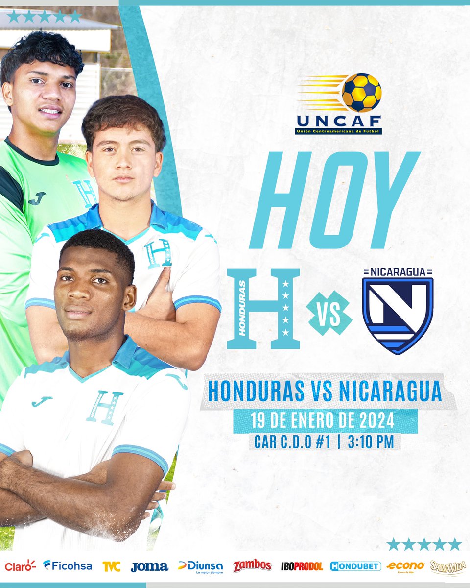 LaHSomosTodos's tweet photo. ✅HOY JUEGA #LAHU19 🇭🇳
Esta tarde la selección nacional U19 🇭🇳 debuta en el torneo 🏆UNCAF.
¡Vamos #Cipotes 💪!
🗓️Viernes 19 de enero
⏰3:10p.m
📍CAR “José Rafael Ferrari”.
#UnidosporlaH #LaHsomosTodos https://t.co/0FOX9aPn9E
