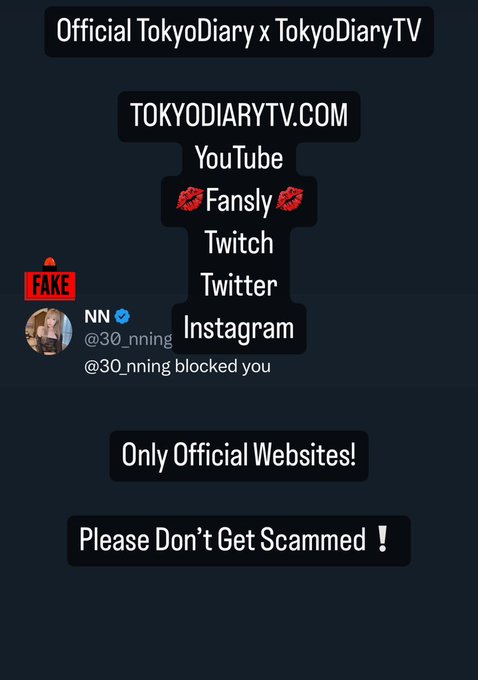 ⚠️ Caution for FAKE Accounts ⚠️  Official Accounts will say  &ldquo;TokyoDiary&rdquo; or &ldquo;TokyoDiaryTV&rdquo;  Please DO<a href="/tag/tokyodiarytv"class="tags"><span>#tokyodiarytv</span></a><a href="/tag/tokyodiary"class="tags"><span>#tokyodiary</span></a>