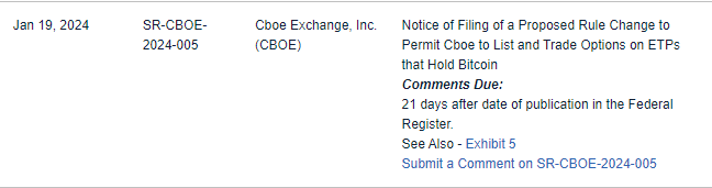 The SEC has already acknowledged the 19b-4's requesting the ability to trade options on spot #Bitcoin ETFs. This is faster than SEC typically moves. Options could be approved before end of February if SEC wants to move fast?... AT ABSOLUTE EARLIEST options still ~27+ days away