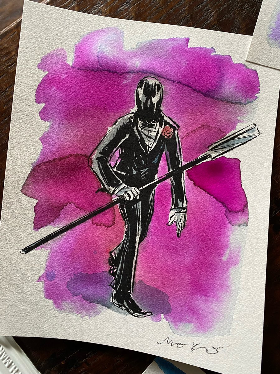 mattkindt's tweet image. Painted a bunch of "thank you" water color pieces for some retailers this week ! Thank you: @RevengeOfComics @cparadize @JetpackComics @blackcatcomics @TitanComics @cccomics 💜 (1/2)