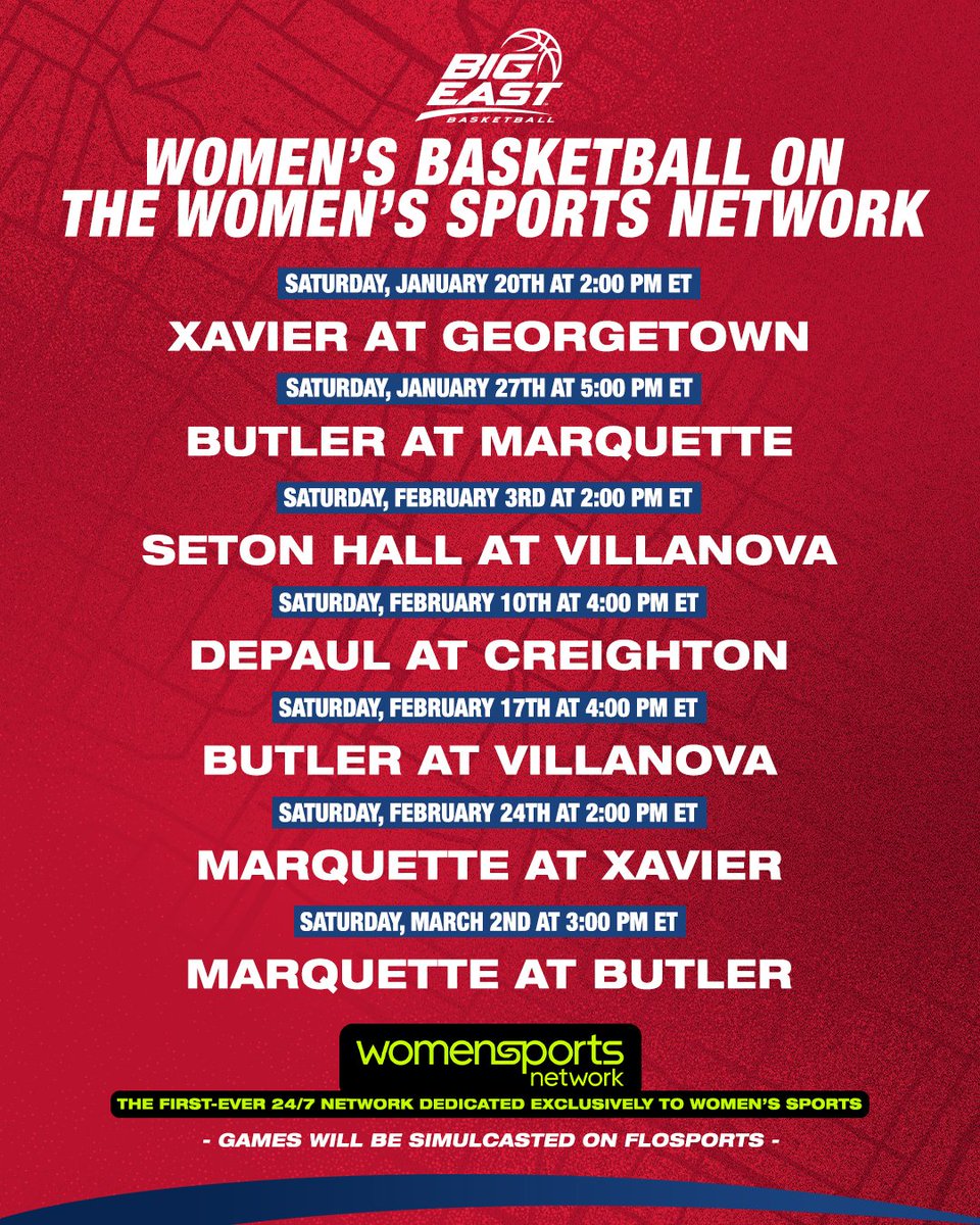 NEWS 📰 Every Saturday for the rest of the regular season, the @WomensSports_TV will simulcast a “BIG EAST Game of the Week”. You can find The Women's Sports Network on Roku, Tubi, Amazon Freevee, Fubo and more!