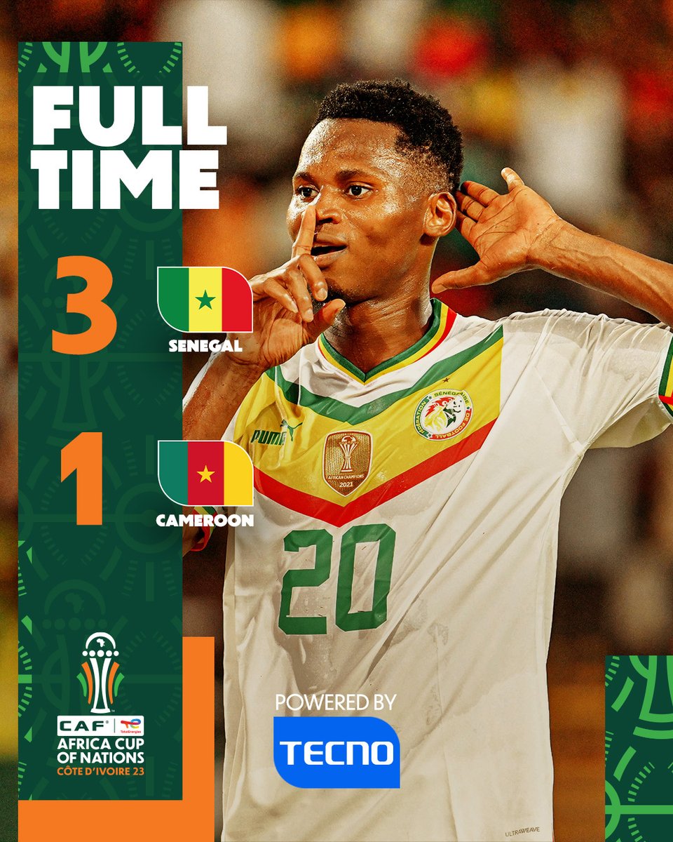 ⌚️ FULL-TIME! Senegal with a performance and 3️⃣ goals catch the crucial three points! 🌟 #TotalEnergiesAFCON2023 | #SENCMR