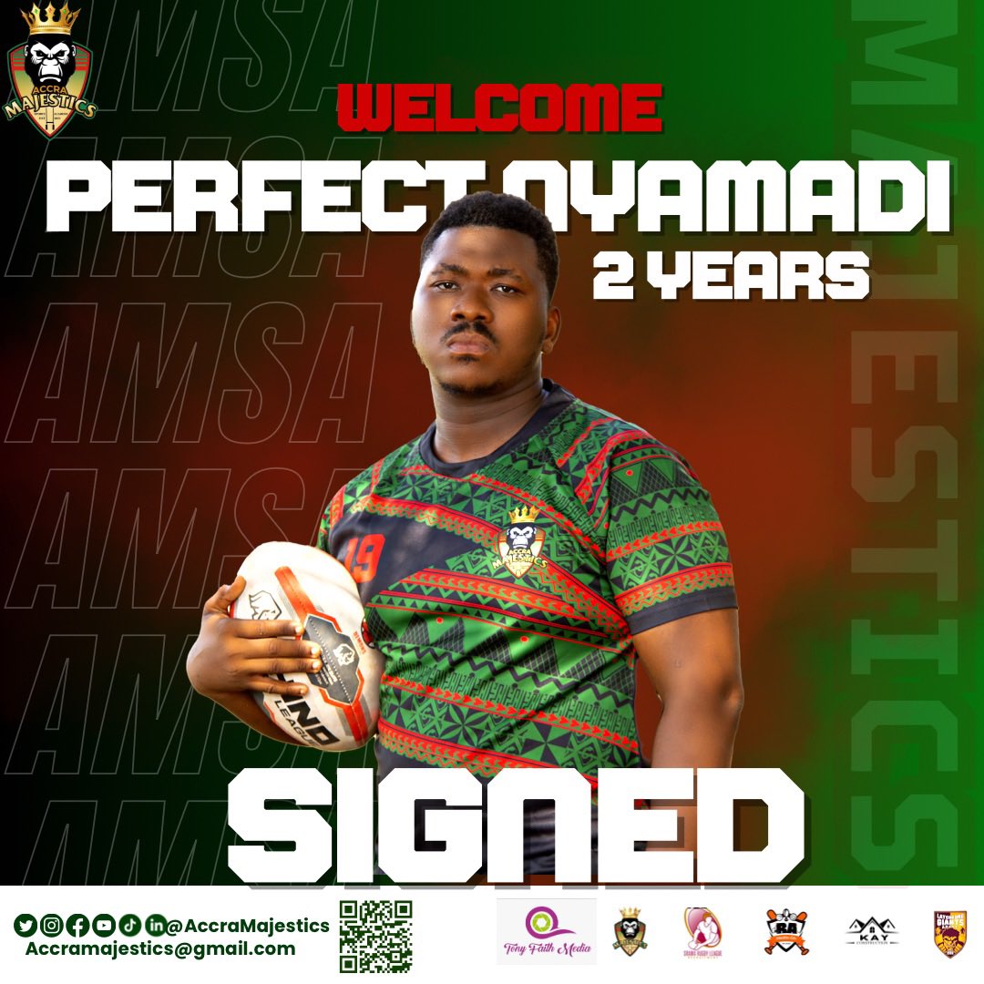 SIGNED & SEALED! Perfect Nyamadi has signed a 2 year contract with Accra Majestics ahead of the 2024 Season Welcome to the Majestics family 🎊👏🏿 #accramajestics #playersigning #perfectnyamadi #2024season #rugbyleague