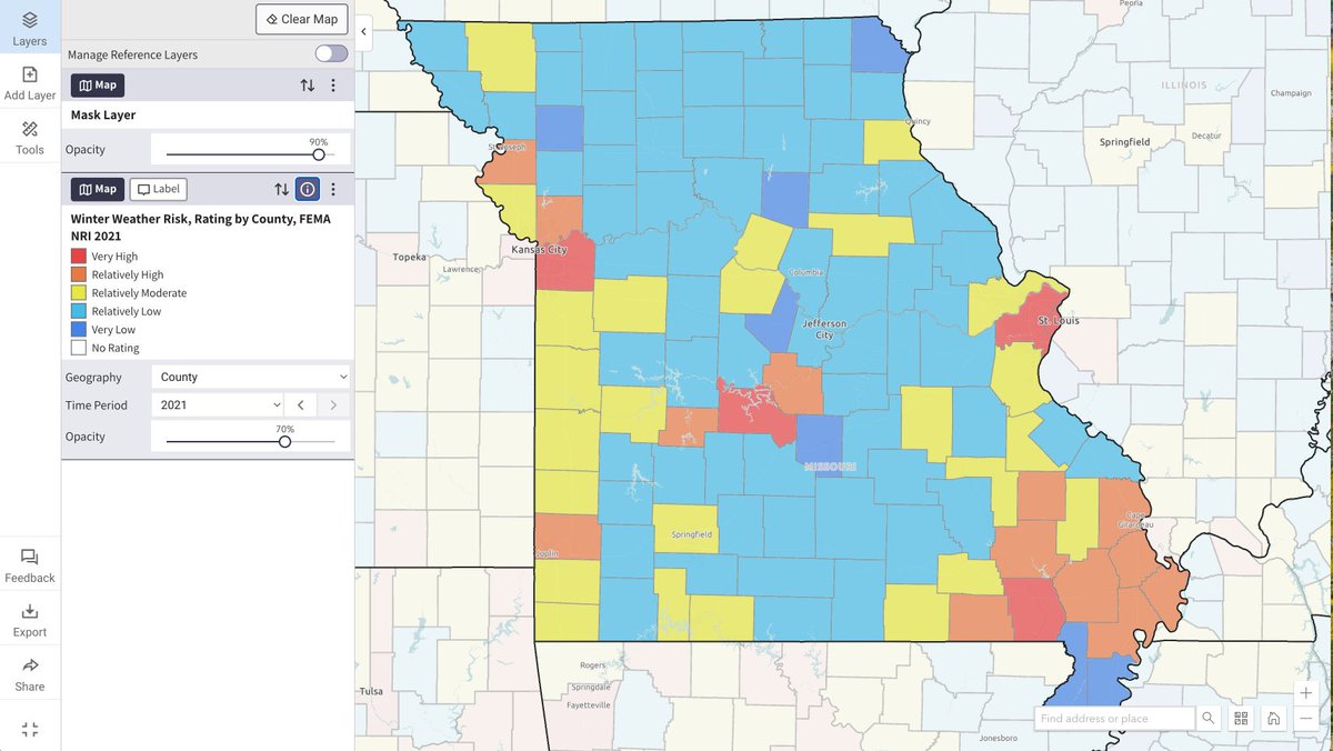 Winter weather has impacted all of us in Missouri already this year. It’s helpful to stay prepared by understanding the winter weather risk of your county, or those you’re traveling to, as determined by <a href="/fema/">FEMA</a> . Explore our map to learn more: cares.page.link/ExSz