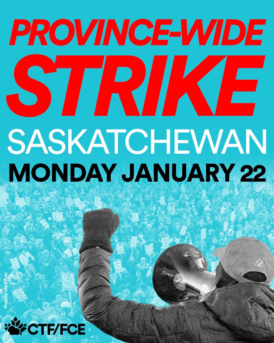 🚨Day 2 of <a href="/SaskTeachersFed/">Saskatchewan Teachers' Federation</a> one-day province-wide strike

Across 🇨🇦, the #CTFFCE stands in solidarity with Saskatchewan teachers in their fight for better learning and working conditions for ALL!

#ISupportSTF