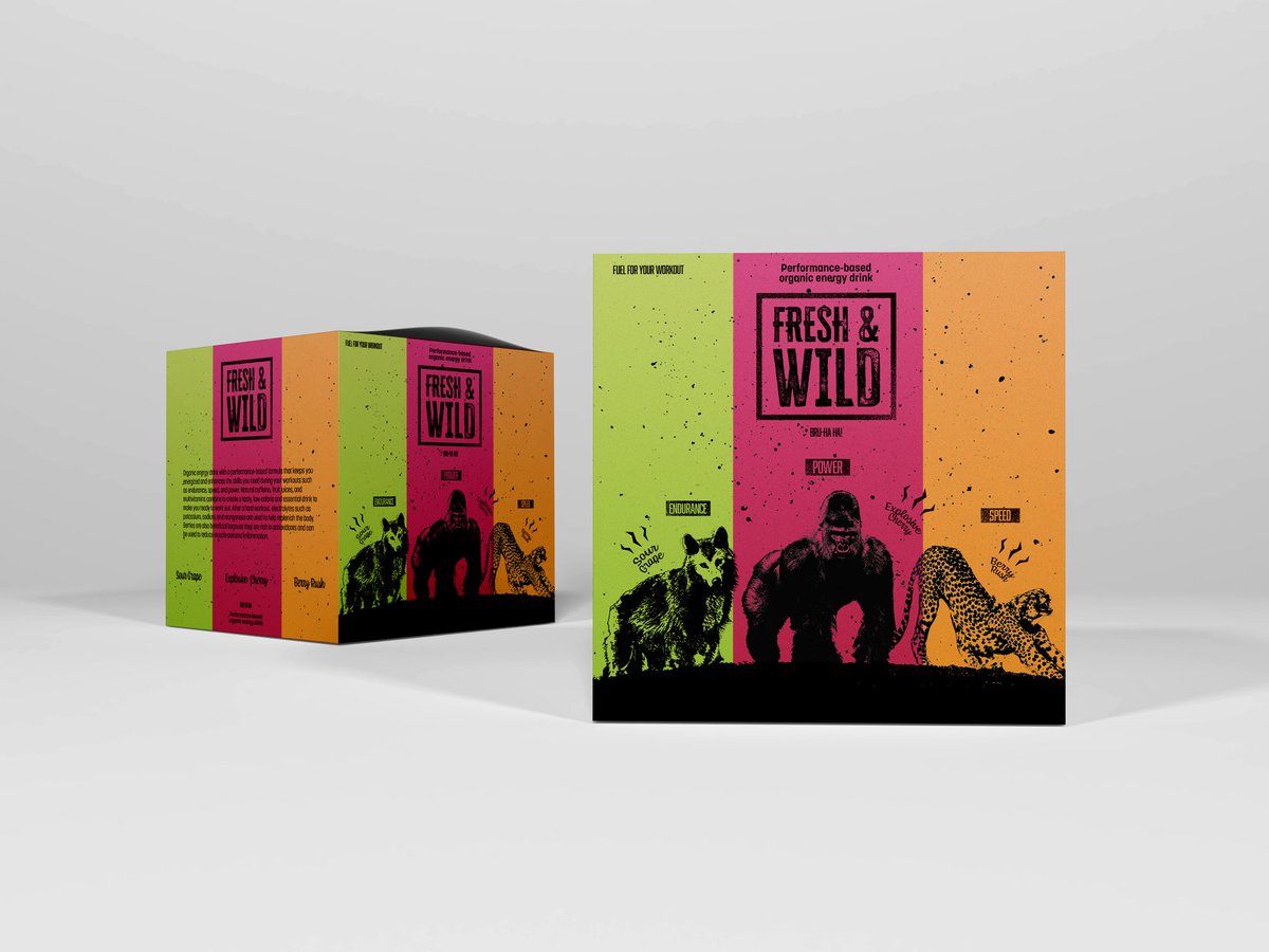 AliB_Design's tweet photo. Fresh &amp; Wild 🦍

Branding identity

Performance-based organic energy drink https://t.co/1Yw05qDcxL