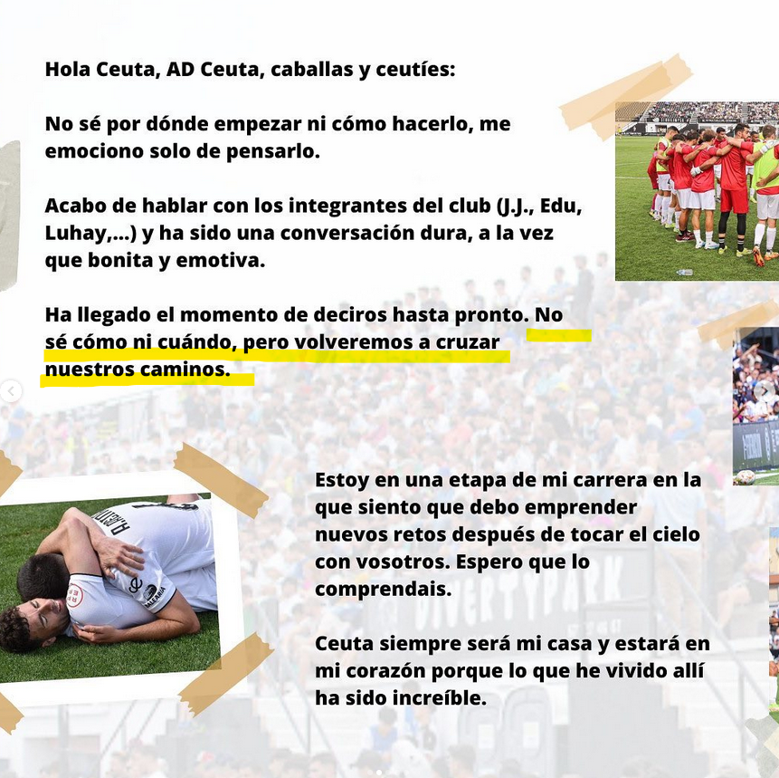 soydelceuta's tweet photo. 🐻 #RodriRios | Con esta carta de despedida abandonó @RodrigoRios_9 la AD Ceuta al término de la pasada campaña, algo en su interior ya sabía que mas temprano que tarde que volveríamos a cruzar caminos Y YA ESTÁ AQUÍ ❗️
▪️ Según la @rfef 𝘆𝗮 𝗲𝘀𝘁𝗮́ 𝗶𝗻𝘀𝗰𝗿𝗶𝘁𝗼 ❗️ 🧐 https://t.co/C9SXm6JARa